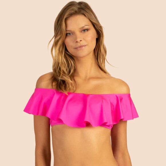 Trina Turk 'Monaco' Off-The-Shoulder Bandeau Bikini Top, Pink Pop - Picture 1 of 3